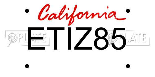 ETIZ85 California License Plate