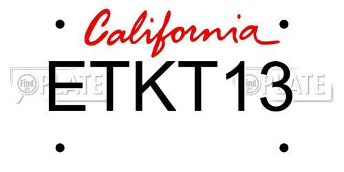ETKT13 California License Plate