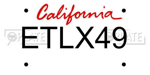 ETLX49 California License Plate
