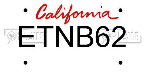 ETNB62 California License Plate
