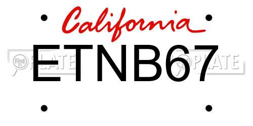 ETNB67 California License Plate