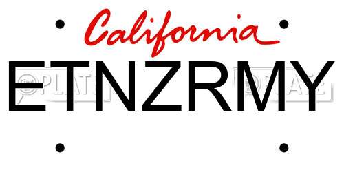 ETNZRMY California License Plate