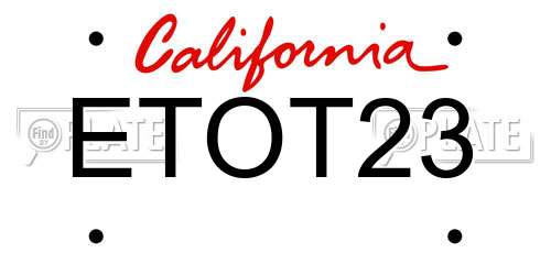 ETOT23 California License Plate