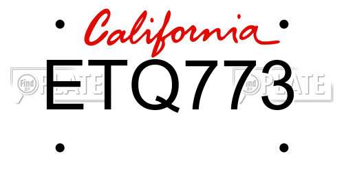 ETQ773 California License Plate