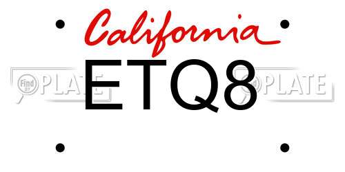 ETQ8 California License Plate