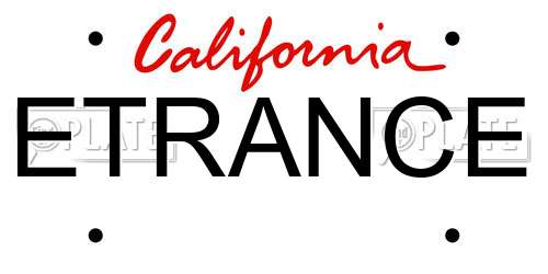 ETRANCE California License Plate