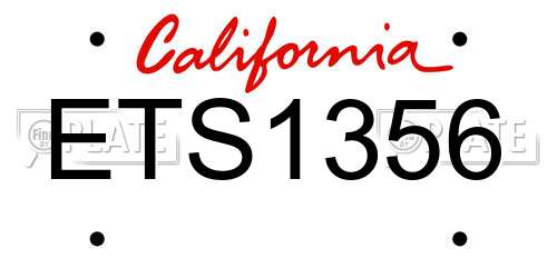 ETS1356 California License Plate