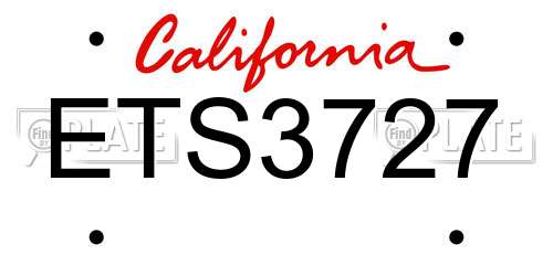 ETS3727 California License Plate