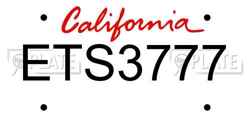 ETS3777 California License Plate