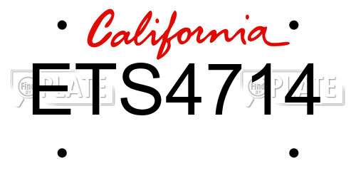 ETS4714 California License Plate