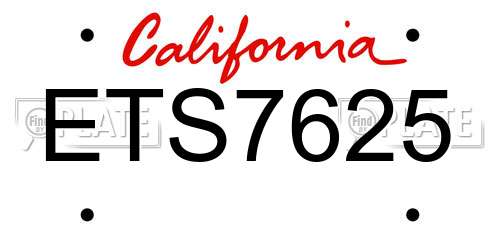 ETS7625 California License Plate