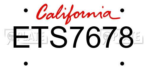 ETS7678 California License Plate