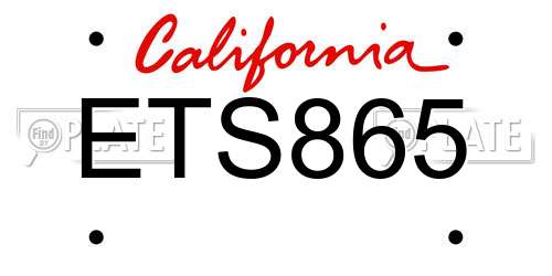 ETS865 California License Plate