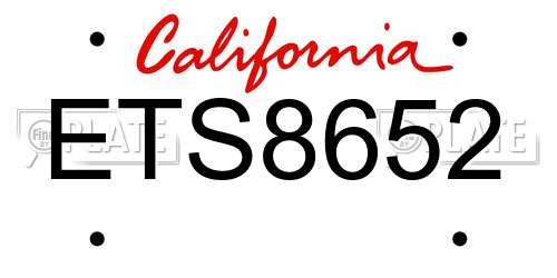 ETS8652 California License Plate