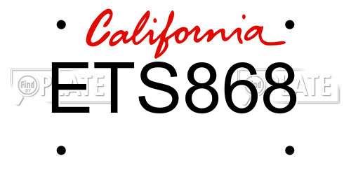 ETS868 California License Plate