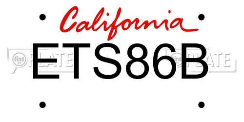 ETS86B California License Plate