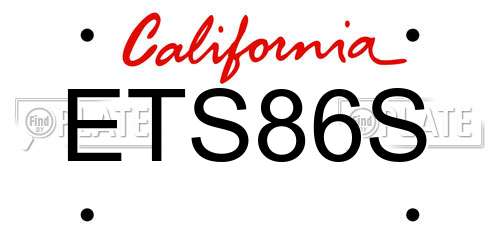 ETS86S California License Plate