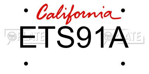 ETS91A California License Plate