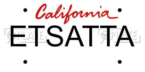 ETSATTA California License Plate