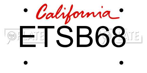 ETSB68 California License Plate
