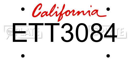 ETT3084 California License Plate