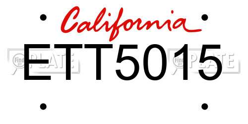 ETT5015 California License Plate