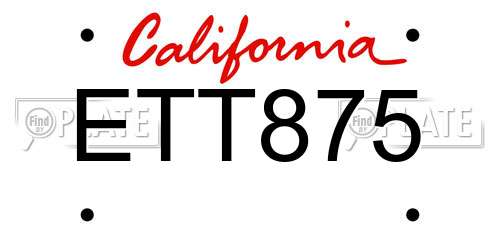 ETT875 California License Plate