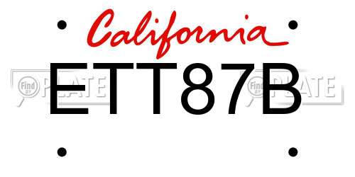 ETT87B California License Plate