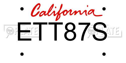 ETT87S California License Plate