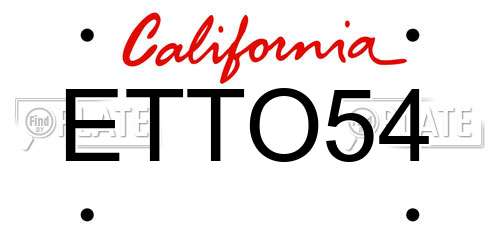 ETTO54 California License Plate