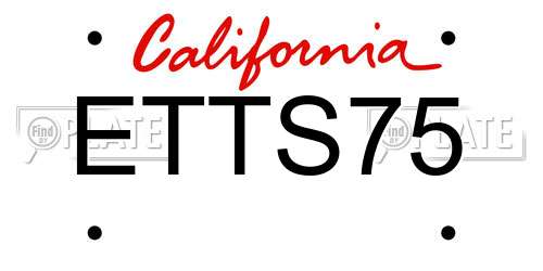 ETTS75 California License Plate