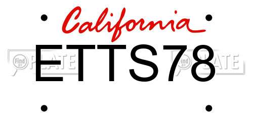 ETTS78 California License Plate