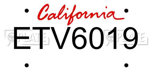 ETV6019 California License Plate