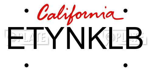ETYNKLB California License Plate