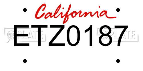 ETZ0187 California License Plate