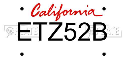 ETZ52B California License Plate
