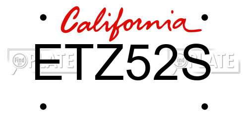 ETZ52S California License Plate