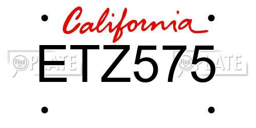 ETZ575 California License Plate