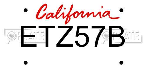 ETZ57B California License Plate