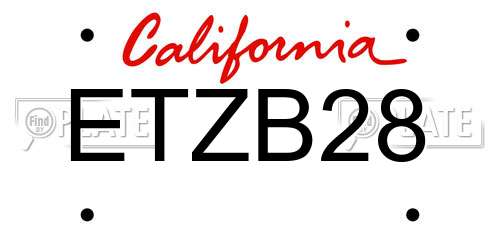 ETZB28 California License Plate