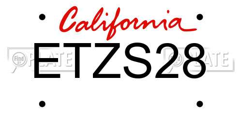 ETZS28 California License Plate