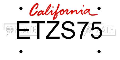 ETZS75 California License Plate