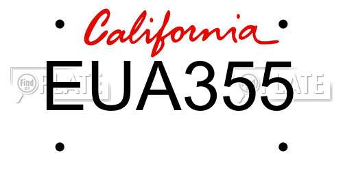EUA355 California License Plate
