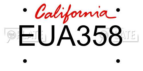 EUA358 California License Plate