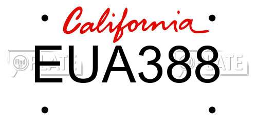 EUA388 California License Plate