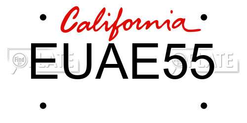 EUAE55 California License Plate