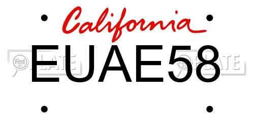 EUAE58 California License Plate
