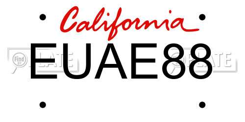 EUAE88 California License Plate