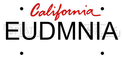 EUDMNIA California License Plate