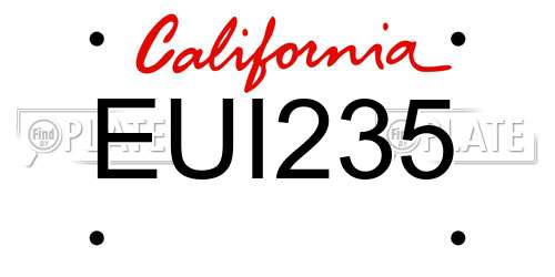 EUI235 California License Plate